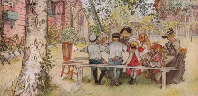 Ausschnitt aus "Frühstück unter der großen Birke" von 1896.