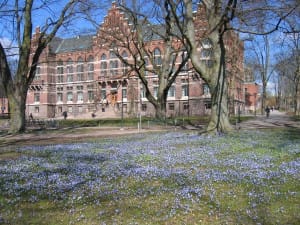 Die Bibliothek der Universität Lund im Frühjahr